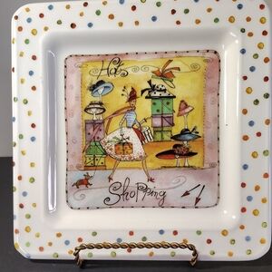 Colorful Polka Dot Square Plate